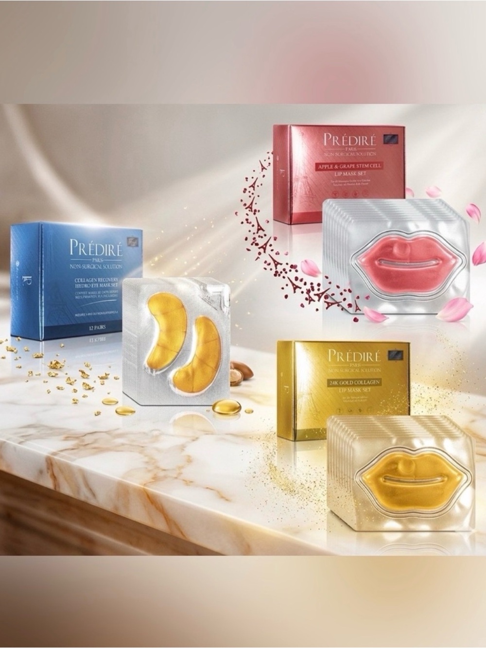 🔥Predire 24K Gold BUNDLE🔥 Lip Mask Set (12) & 2 Eye Mask Sets (20) -Retail $1500